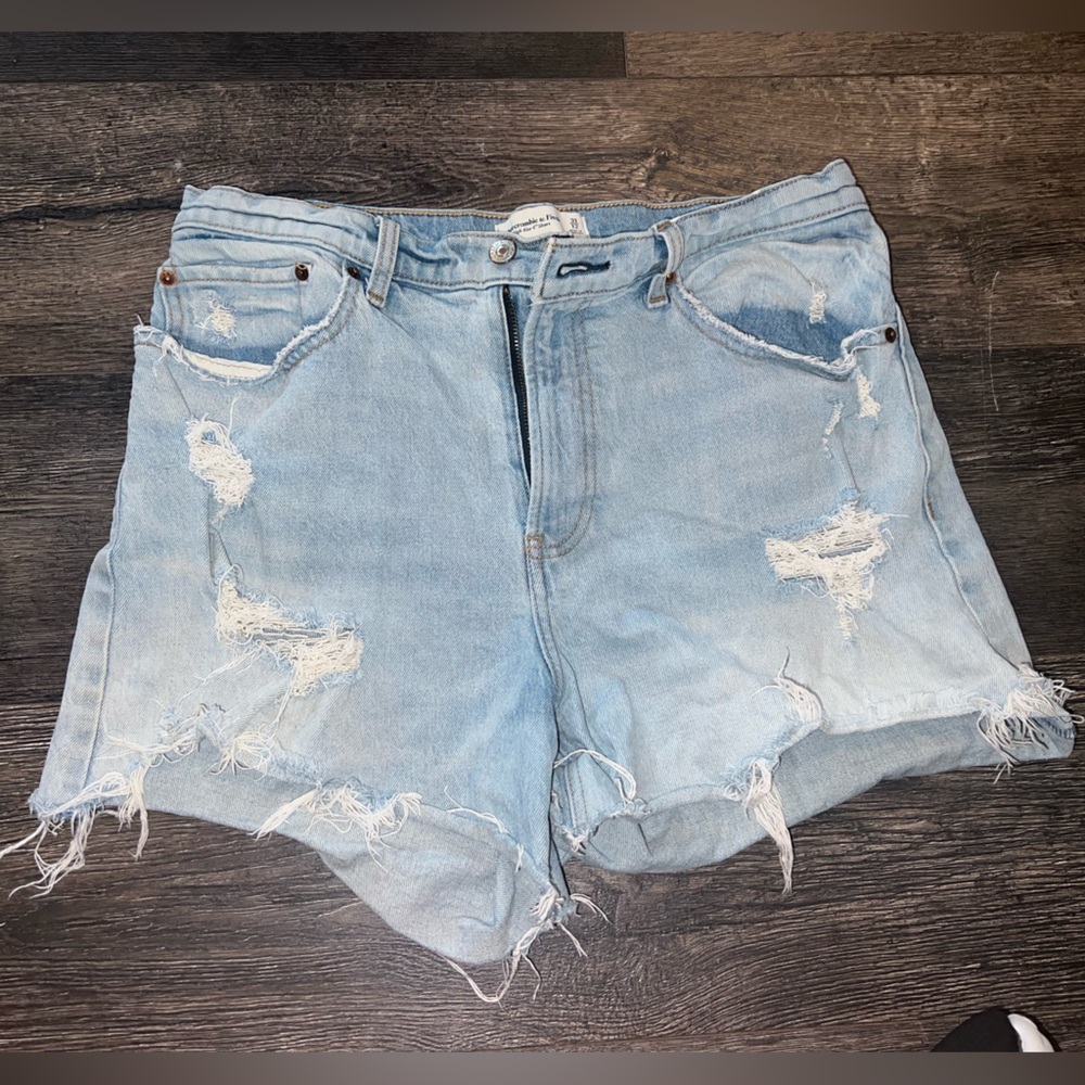Abercrombie & Fitch Light Blue Distressed Jean Shorts